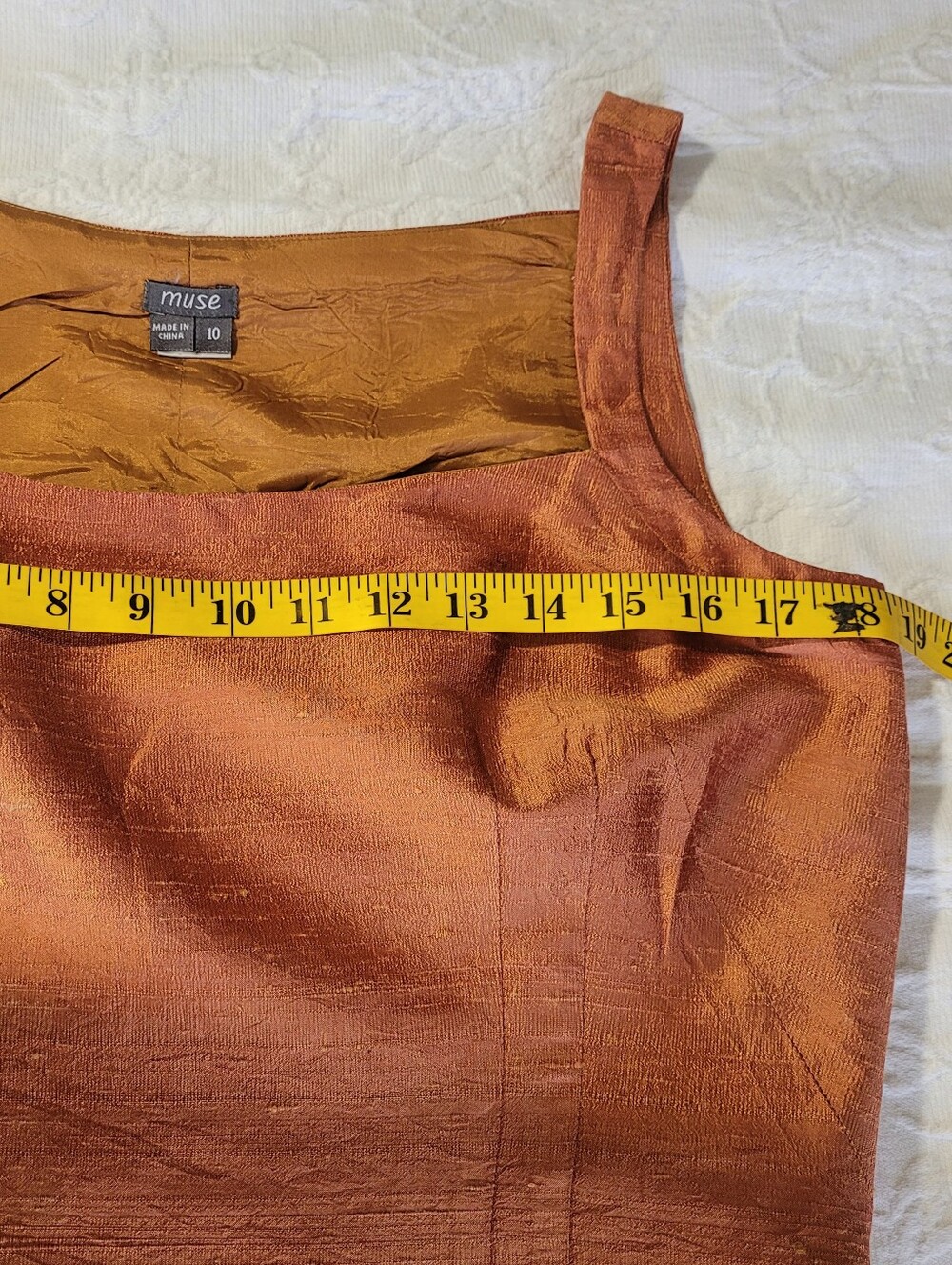 Muse Rust Orange 100% Silk Floral Embroidered Two-Piece Skirt Size 10 - Picture 7 of 10